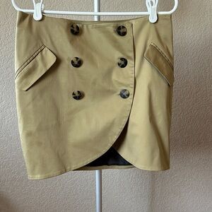 Women’s Mini Skirt with Double-Breasted Button Detail - Tan